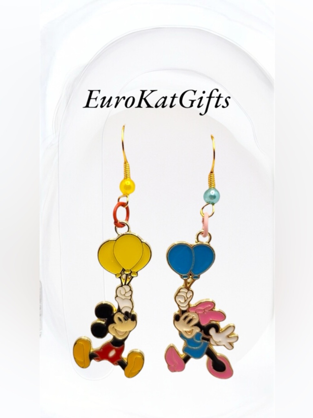 Disney Mickey & Minnie Balloon Dangle Earrings - Yellow, Blue, Pink NWT - Picture 5 of 5
